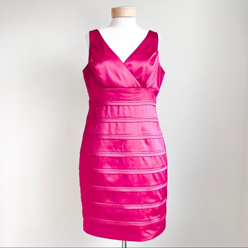Magenta Strapless Layered Sheath Dress Size 14